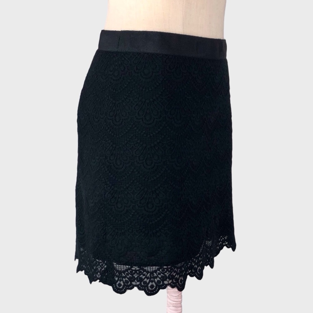 J Crew Scalloped Lace Overlay Pencil Mini Skirt - Picture 2 of 5